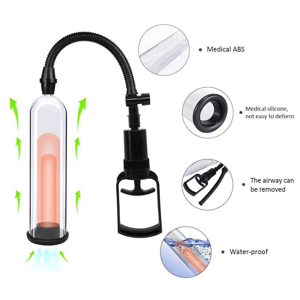 Male Penis Pump Manual Penis Enlarger Sex Toys for Men Vacuum Stimulation Masturbation Penile Extender Trainer Adults Sex Toy W250618