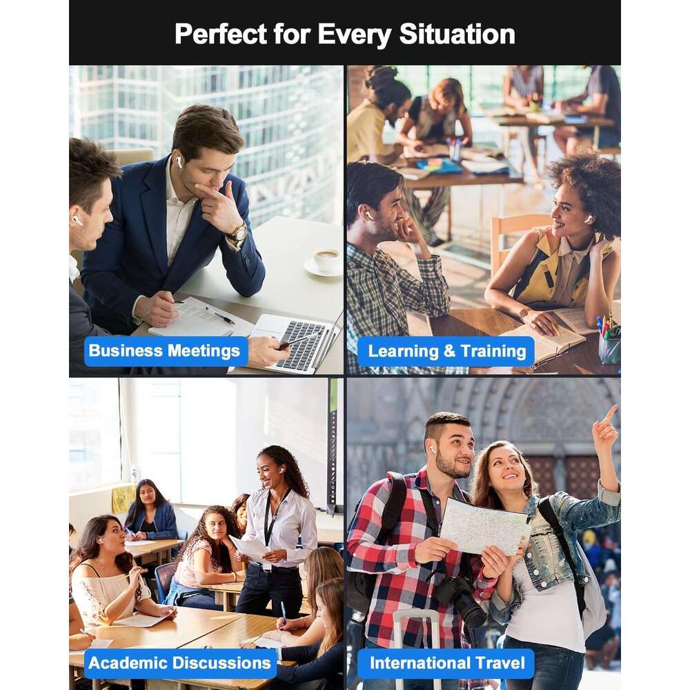 AI Earbuds,144 Languages Device and Accents 8 Offline Translation, Two-Way Translator Earphones for Language Learning/Travel/Business