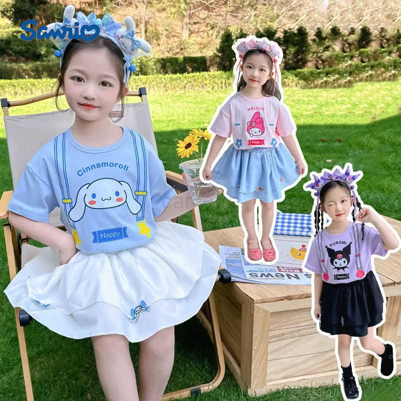 Sanrio Sanriou Kuromi My Melody Cinnamoroll Sling Skirt Kawaii Small and Medium-Sized Children Cotton Child Dress Girls Clothes GiftXJ250618