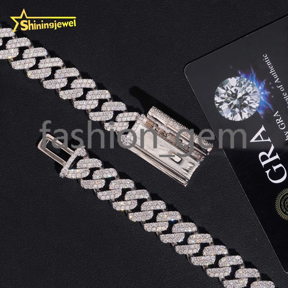 Hip Hop Jewelry Rapper High Quality GRA Certificate 925 Silver Iced Out 12.5mm Moissanite Diamond Cuban Link Chain