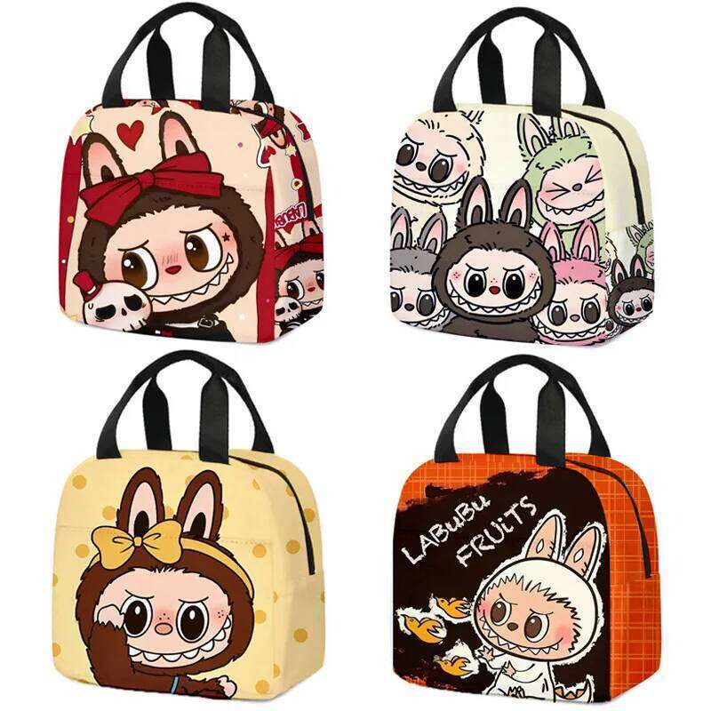 Kawaii Labubu Cartoon Tote Student Bento Aluminum Foil Insulation Lunch Box Bag