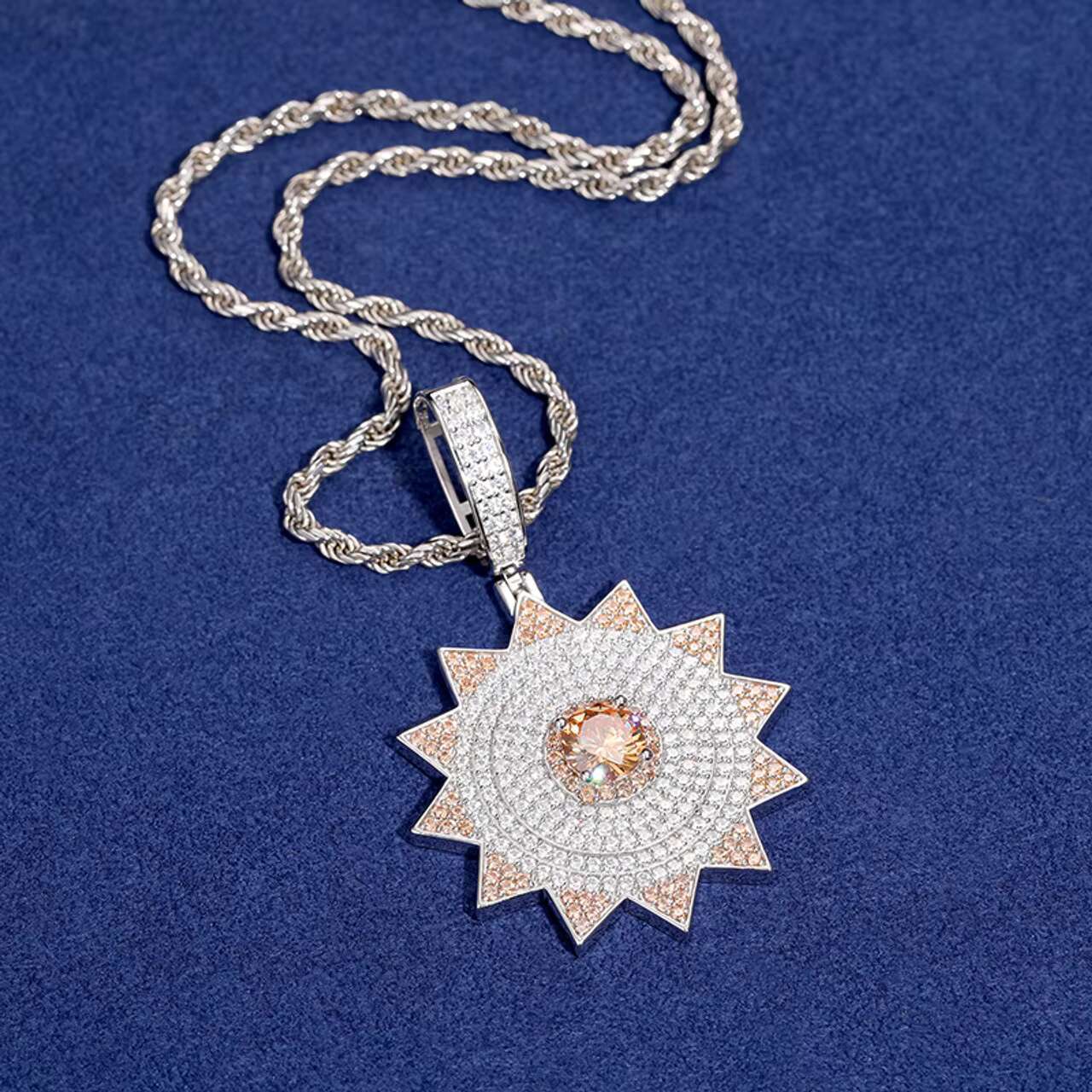 New Arrival 925 Sterling Silver Moissanite Diamond Pendant Necklace Hip Hop Style Moissanite Jewelry
