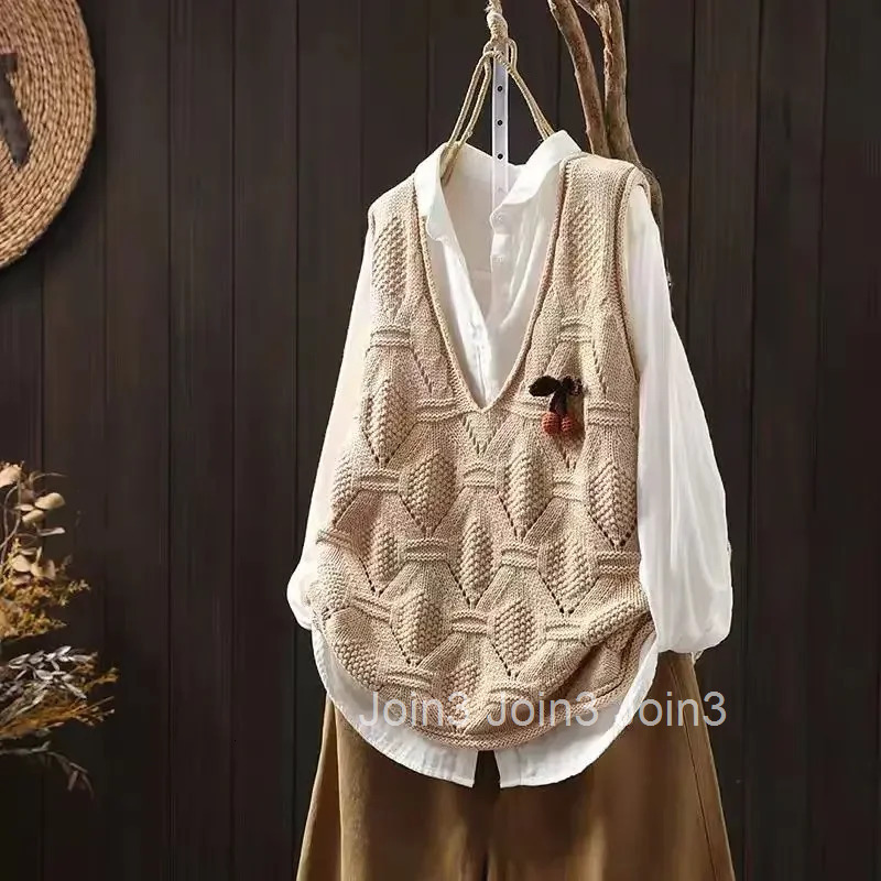 Cardigan for Women Solid Casual Knitted Sweater Woman Sleeveless Vest Chic 2025 Trending Fashion Vintage Korean Streetwear Trend
