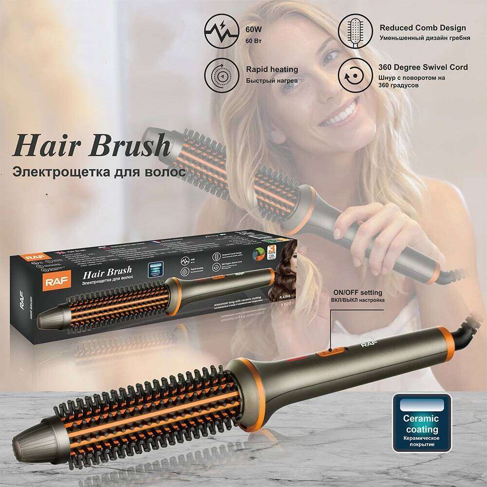 No Damage to Hair Straightening and Dual-purpose Electric Straightener Heated Round Brush Curling Iron