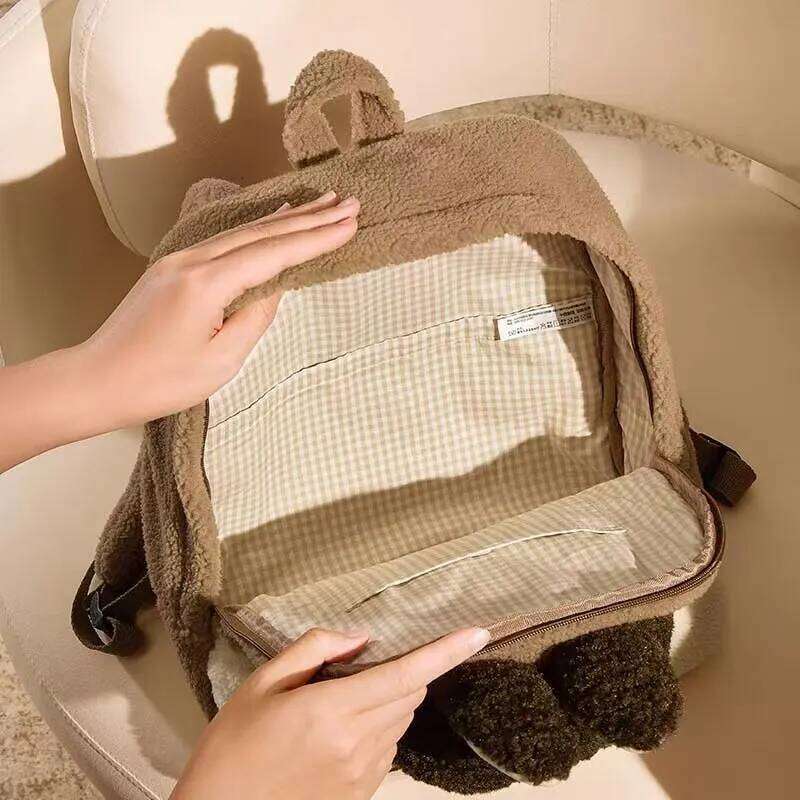 Genuine Large Capacity Lamb Wool Backpack Anime Peripheral Fashion Flip Labubu Doll Tote Bag Girl's Birthday Gift
