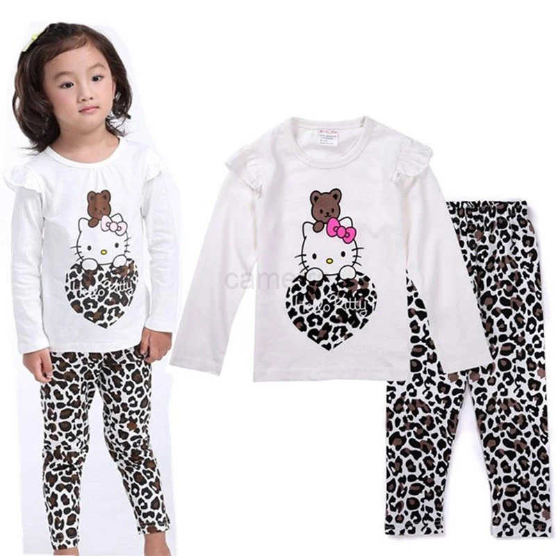 Sanrio Baby Girls Pajamas Clothes Set Kids Cartoon Hello Kitty Long Sleeve Top+Pants 2-piece Outfits Toddler Cotton Home Sleepwear Suits XJ250618XJ250