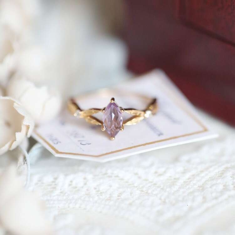 Tears of Artemis" Dreamy Light Amethyst Rose Cut Inlaid Luxury Style Ring Versatile