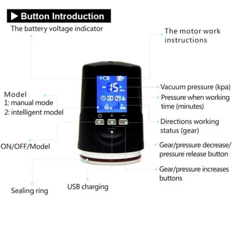 Sex Toys For Men LCD Display Electric Vacuum Penis Enlargement Extend Training Pump For Men Powerful Suction Extender W250618