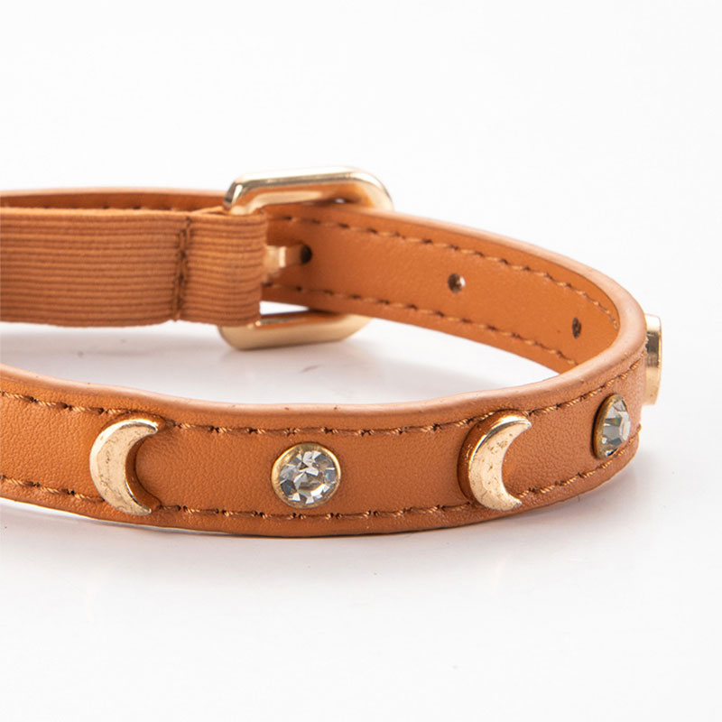 Dog collar, adjustable designer leather fashionable casual dog and cat neck strap pet collar