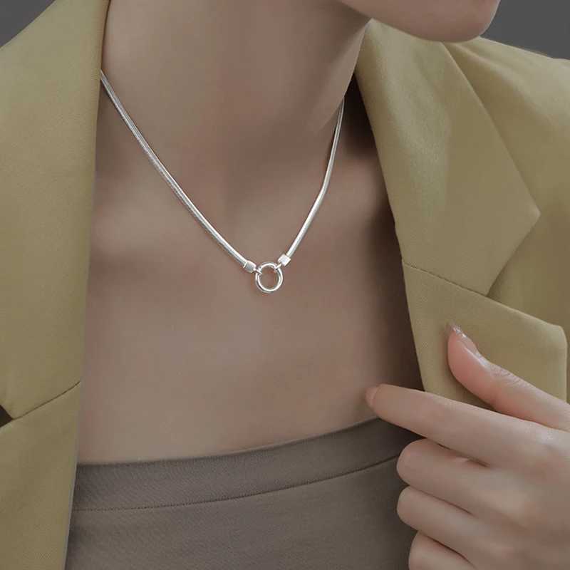 New Sterling Silver Necklace 45-50-55CM Simple Choker Snake Gold Bone Round Accessories Mens Womens Fine Jewelry Party Gift W250618