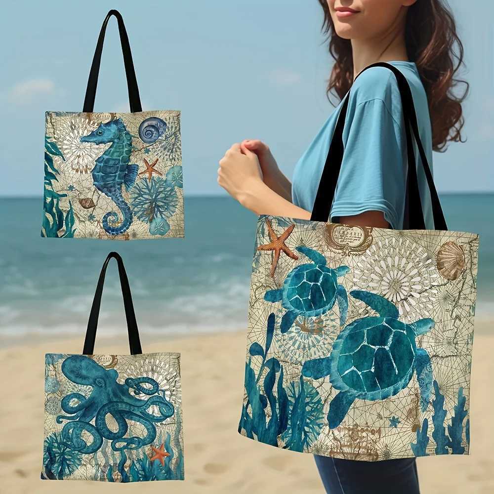 Rustic Tote Bag With Sloth Print Large Capacity Shoulder Shopping Bag Reusable Casual Travel Beach Bag For Women B250618