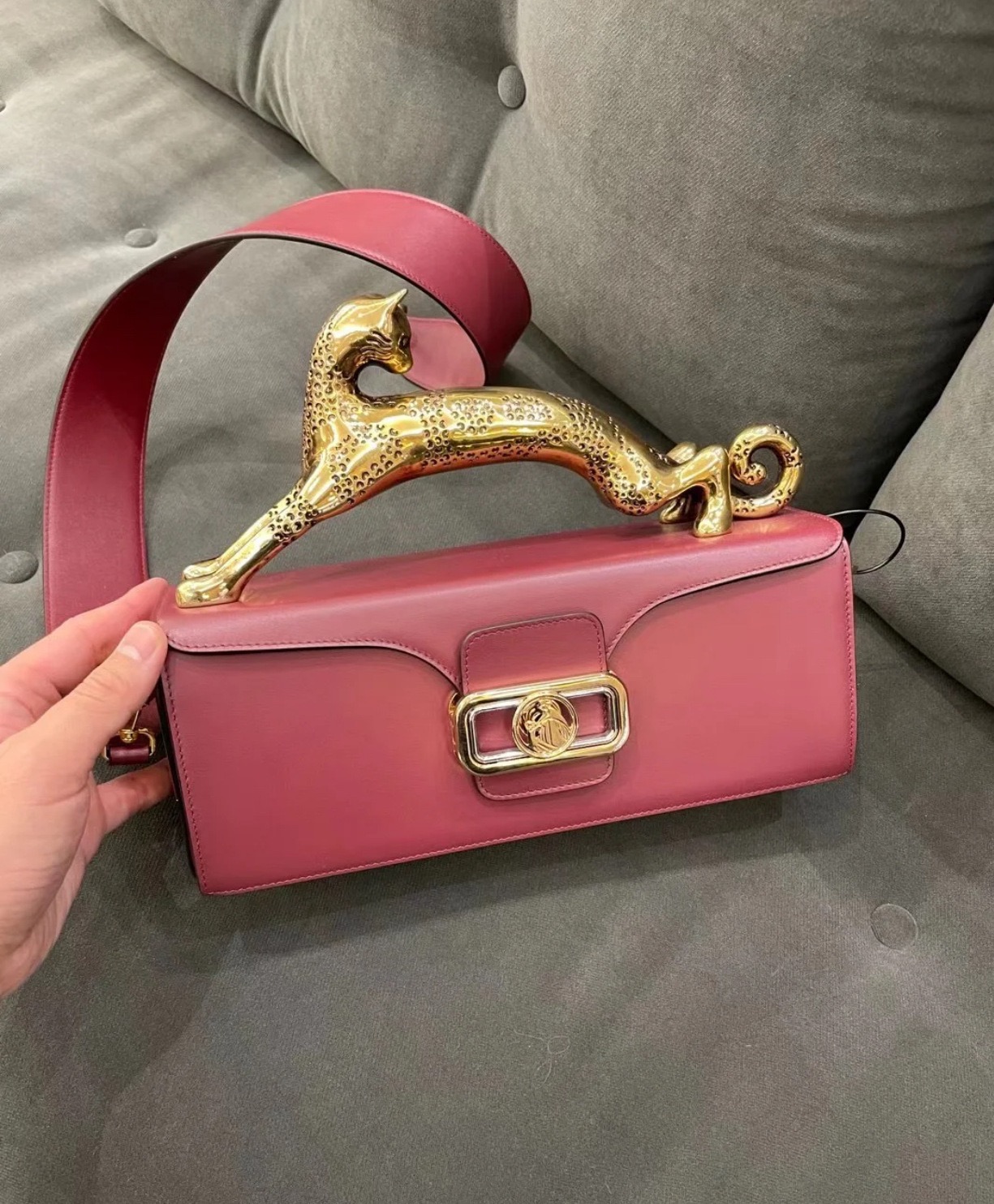 Leopard handle square cowhide fashionable individual versatile banquet single-shoulder high-end women's bag