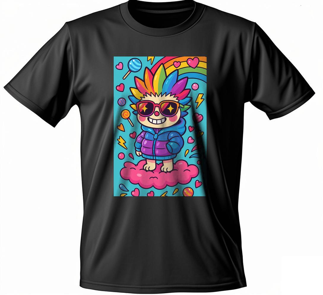 Dongdumaoyi T-Shirt With An Image Of A Cartoon Character On It Round Collar Short Sleeve