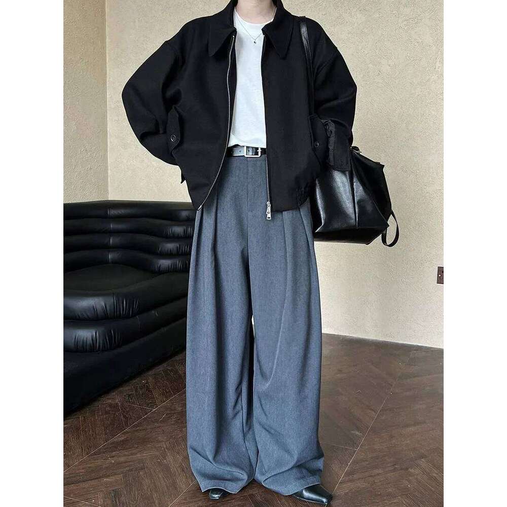 2024 High Quality 2025 Spring Women Fashion Vintage Turn Down Collar Bomber Jacket Coat Female Casual Solid Zip Outerwear Coats