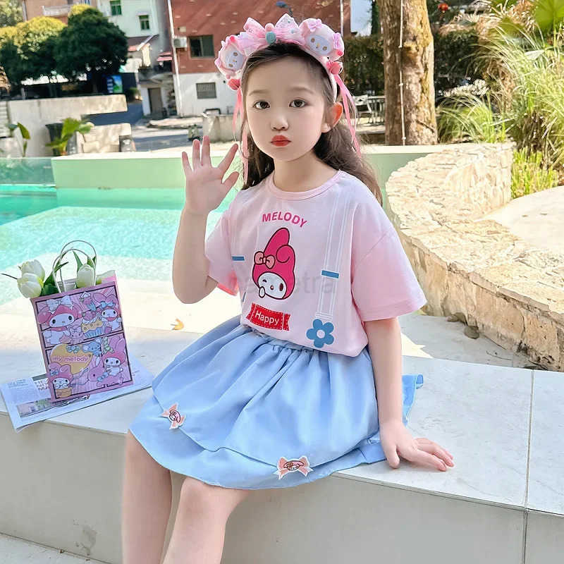 Sanrio Sanriou Kuromi My Melody Cinnamoroll Sling Skirt Kawaii Small and Medium-Sized Children Cotton Child Dress Girls Clothes GiftXJ250618