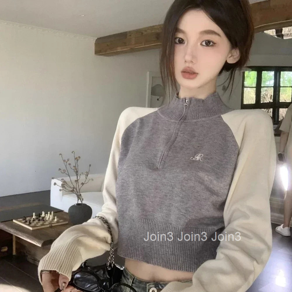 Womens Sweater Pullovers Crop Knit Tops for Woman Black Short Zip-up Jersey Aesthetic Trend 2025 Designer Korean Luxury Crochet