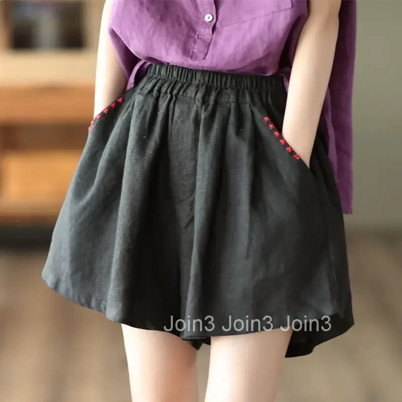 High Waist Cotton Shorts for Women Elastic Loose Woman Short Pants Baggy Embroidery Outfits Classic Jorts Streetwear Flowy Cheap