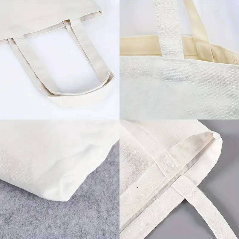 Women's Cute Canvas Tote Reusable Cotton For Lunch Shopping And Beach, LABUBU Cartoon Pattern Shoulder Bag