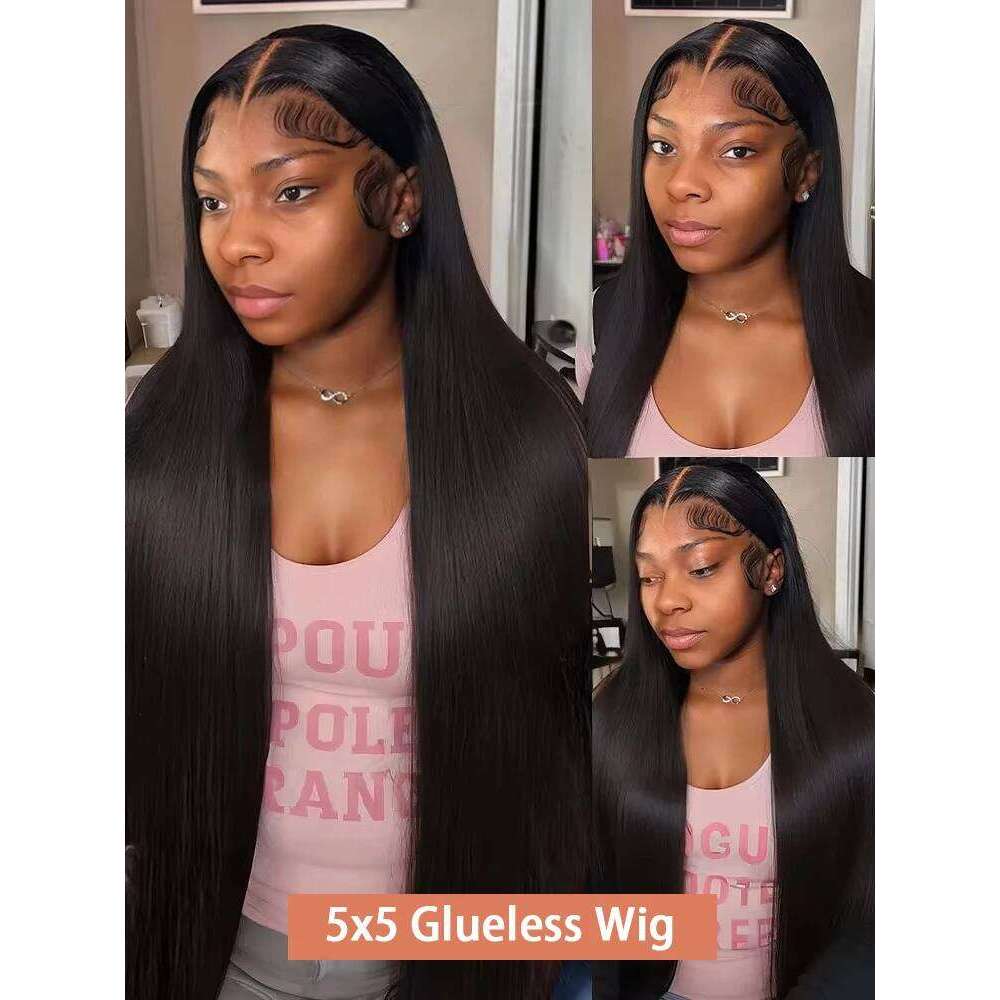 Glueless Straight 5x5 Hd Closure Wig Ready To Wear 13x4 Transparent Front Lace Wigs Human Hair Pre Plucked