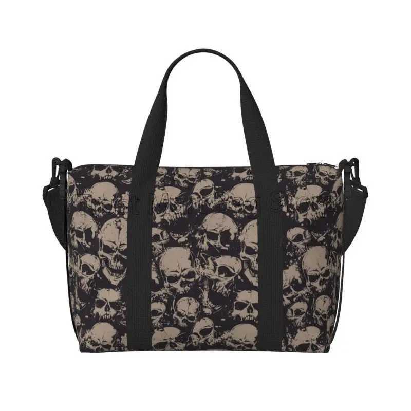 Vintage Skull Gothic Skeleton Travel Duffle Bag Lightweight Waterproof Weekender Overnight Hand Bag for Outdoor Sports Gym Yoga W250618