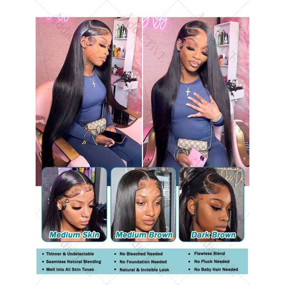 220% HD Bone Straight 13x6 Front Human Wigs 30 40 Inches Transparent 13x4 Lace Frontal 5x5 Closure Remy Hair Wig