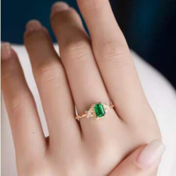 Natural Emerald Inlaid Gemstone Women's Jewelry Colorful Same Style Light Luxury Versatile Ring