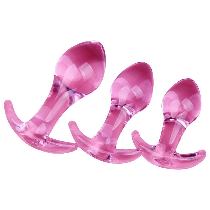 3pcs Small Anal Plug Smooth Glass Butt Plug Beginner Women Sex Toys Pink Glass Anal Plug Anchor Base Choose Prostate Massage 250617