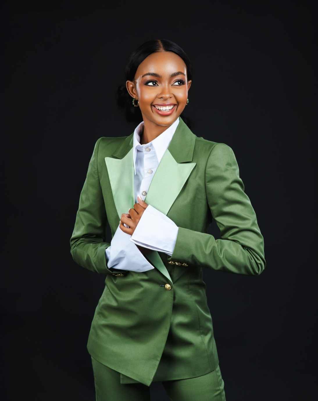 Formal Green Women Pants Suits Peaked Lapel Long Sleeve Work Wear Prom Birthday Party Customized Blazer 2 Pieces
