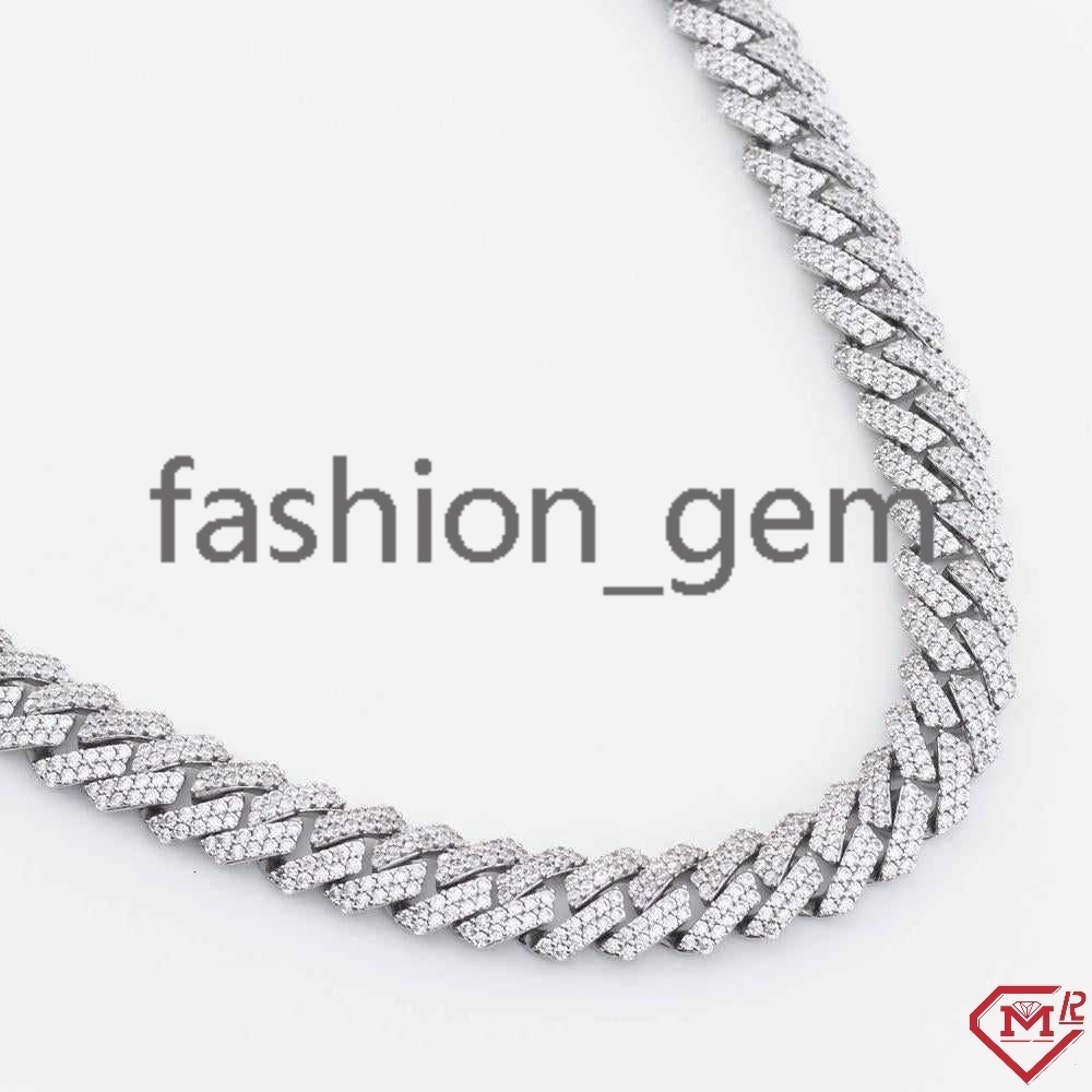 High Quality Moissanite Cuban Necklace Hiphop 12mm Gold Plated 925 Silver Moissanite Cuban Link Chain