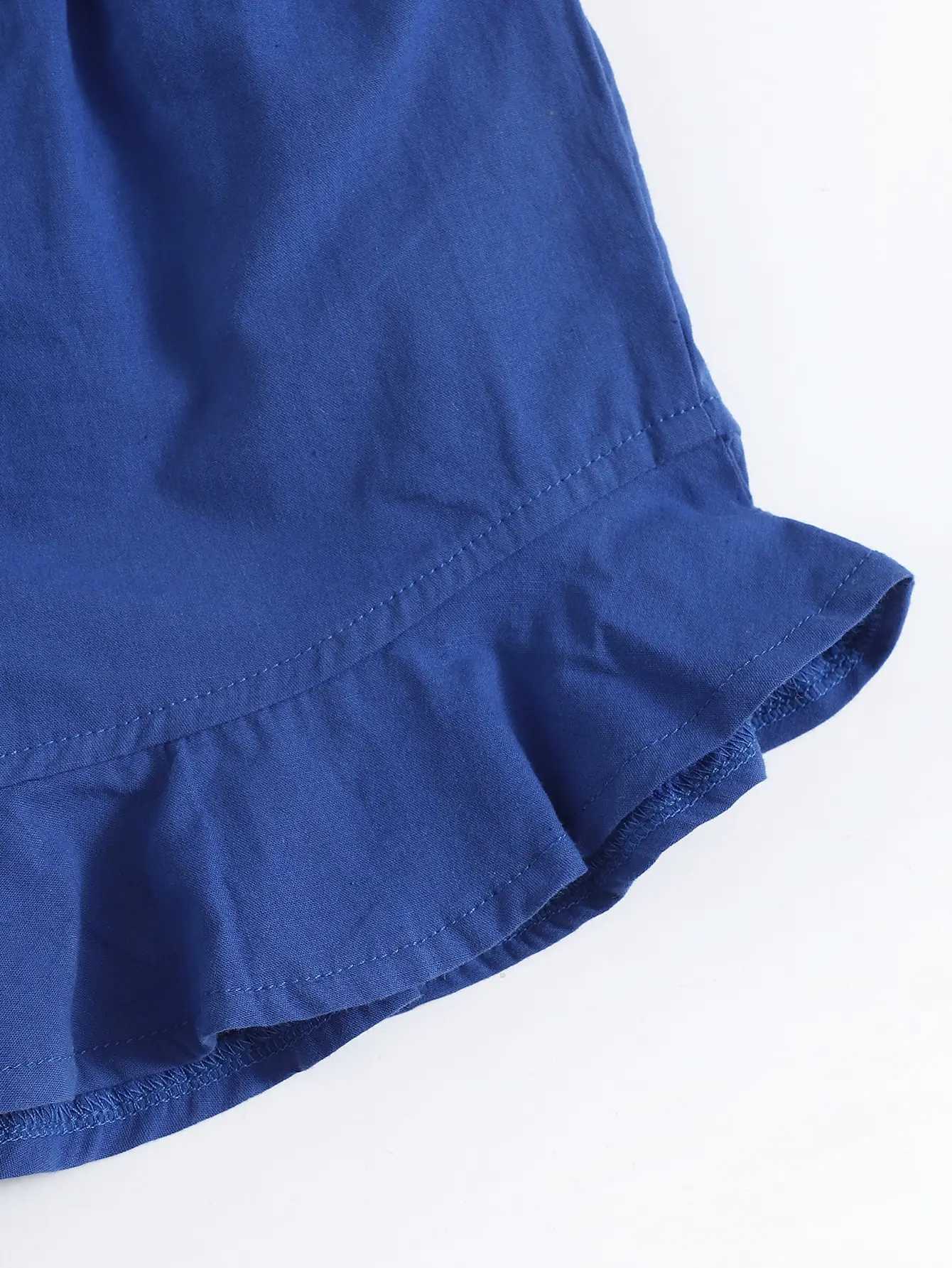 Girls dark blue ruffled shorts - comfortable elastic waist designC250617