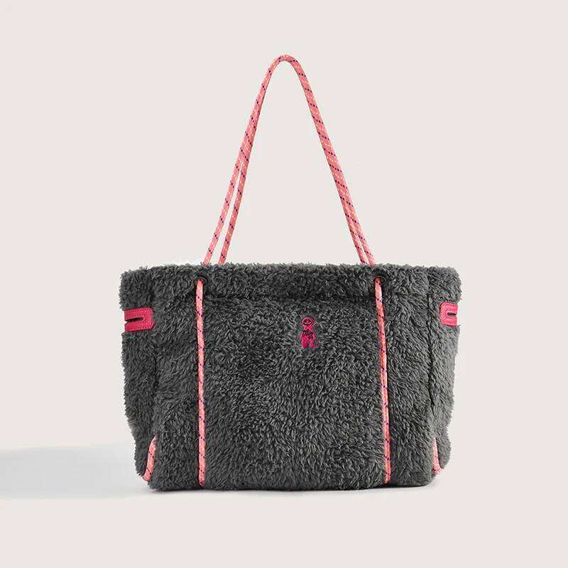 Soft Plush Tote Rope Handle Shoulder Bag Large Faux Fur Handbag Winter Warm Fluffy Shopper Bags For Women 2021 New