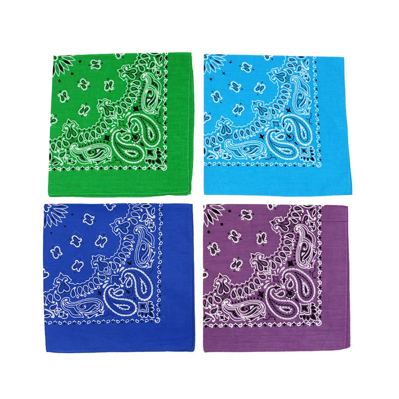 Hip-hop Men Bandana Scarf Printed Paisley In Blue Green Purple Color Cotton Headband Handkerchiefs 250617