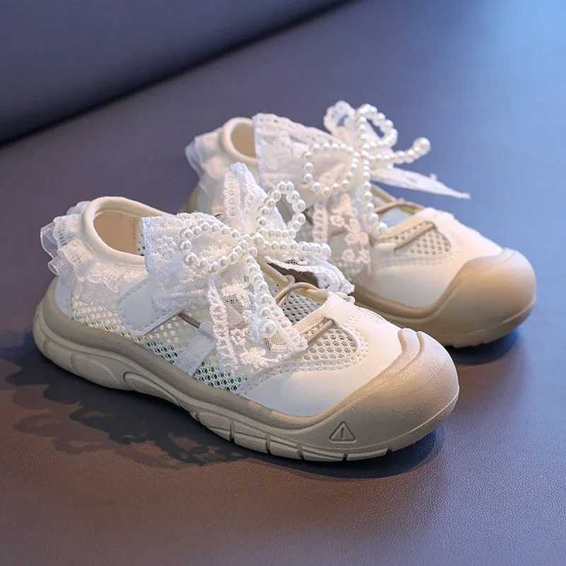 New Children Causal Girls Sports Shoes Summer Breathable Sweet Princess Lace Bowknot Shoes Fashion Kids Mesh Shoes Soft Non-slip Z250618