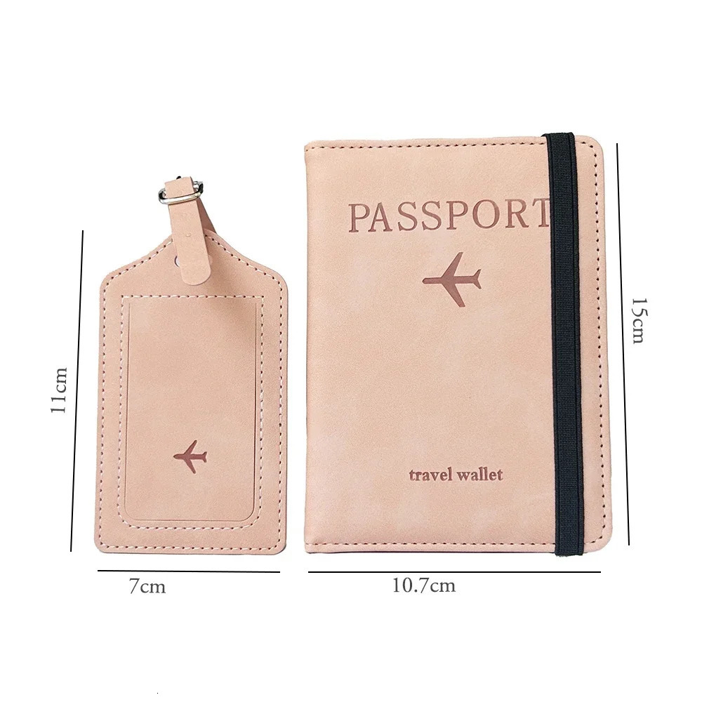 2pcsset Personalized Name Passport Cover Case and Luggage Tag Travel Holder Wallet Organizer Gift for Couple 250614