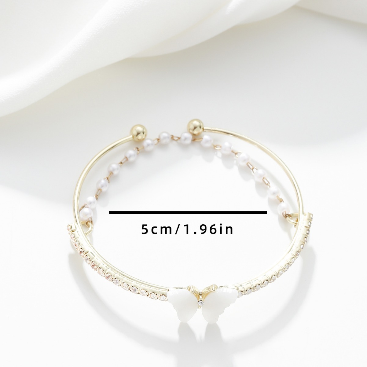 Korean Style Double Layer Ins Bracelet for Women, Unique Oil Drip Butterfly Inlaid Zircon Pearl Bracelet, Simple Versatile Hand Jewelry