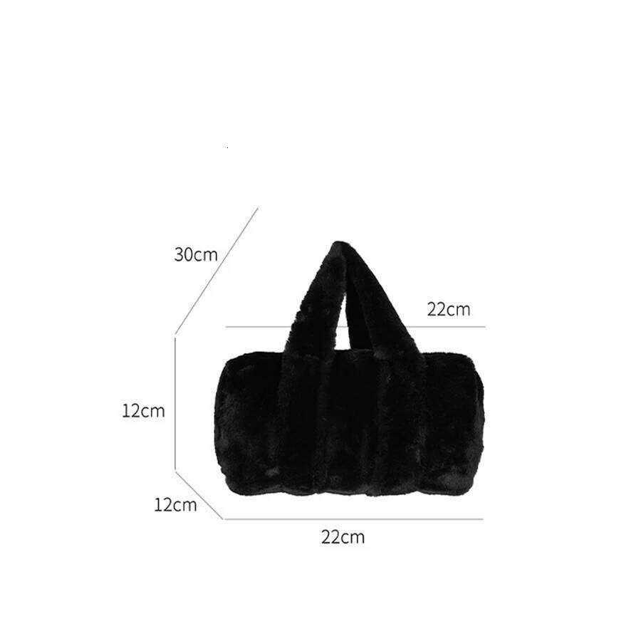 Autumn/Winter Cylinder Handbag Female Ins Fashion Boston Hand Plush Bag Stylish Soild Color Clutch Purse Bolso Mujer Sac A Main