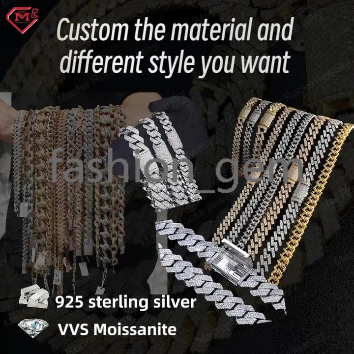 8MM Stock Plain Miami Cuban Link 925 Sterling Silver Customized Size Hip Hop Men Cuban Chains