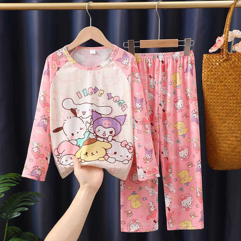 Sanrio New Spring Childrens And Girls Pajamas Cute Cartoon Long Sleeve Pants Home Clothes Kids Pajamas Set Baby Girls Pyjamas XJ250618XJ250618