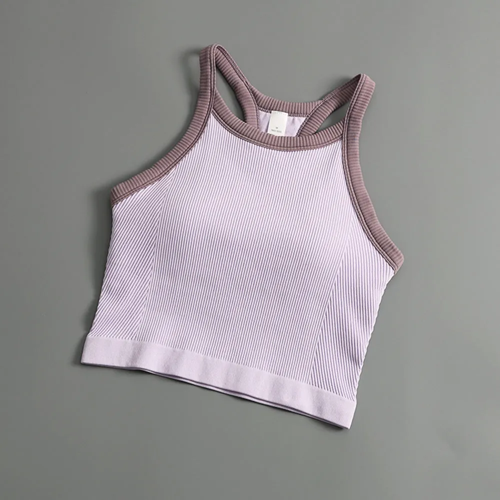 Comfort Fit Women's Yoga Sports Vest with Protective Chest Pad Shock-Proof Running Underwear Yoga Seamless Bra