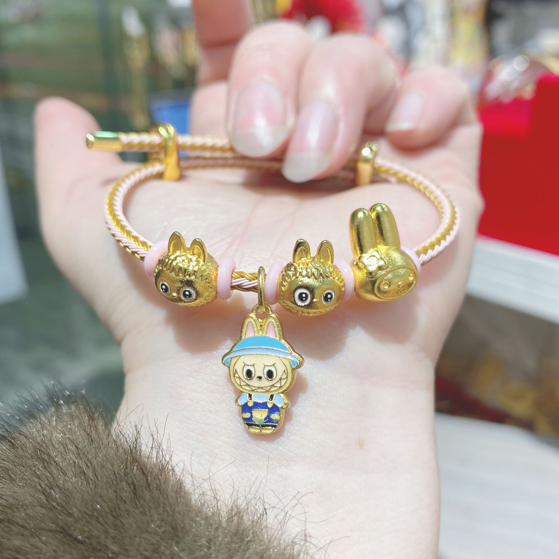 Bracelets for women Gold-Plated Cartoon Bracelet Trendy Cute Combination Adjustable Oil Drip Craft 2025 Fashion Style Hand rope
