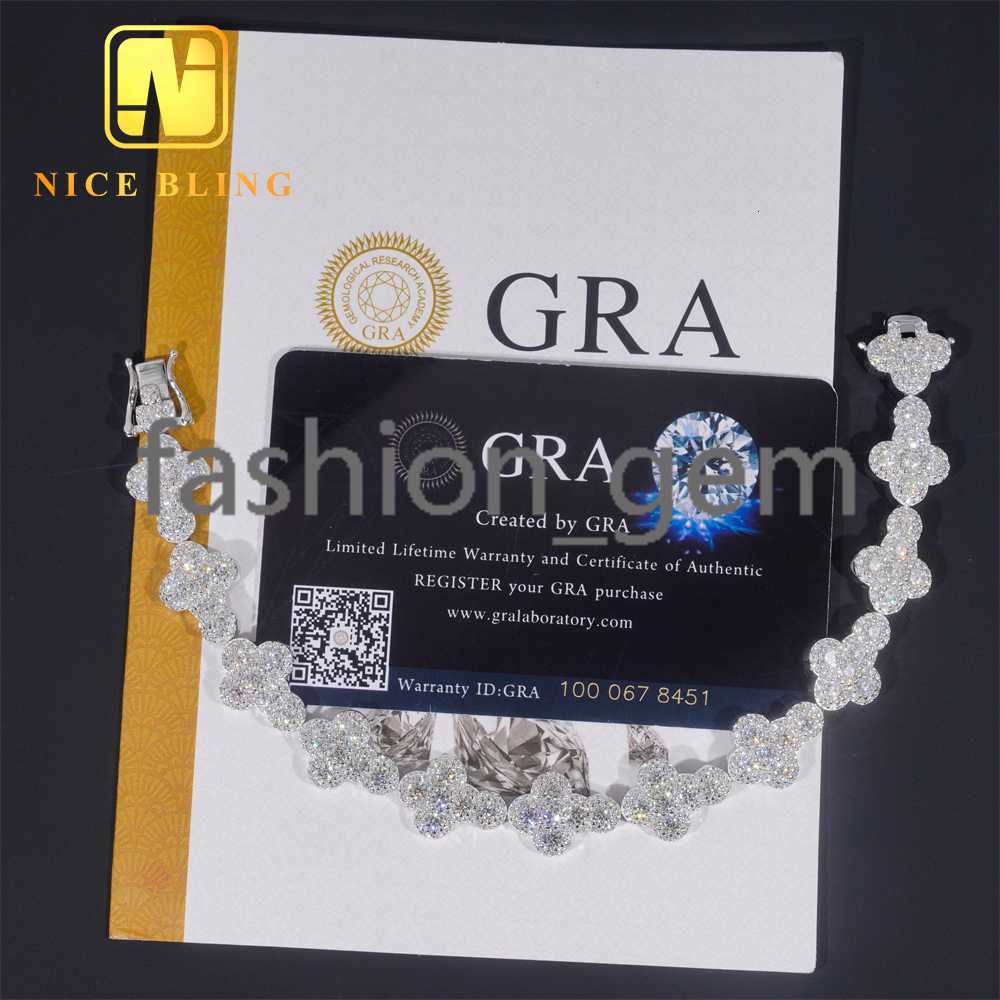 New Design Jewelry Silver 925 VVS Round Moissanite Cuban Link Diamond Chain Hip Hop Bracelet
