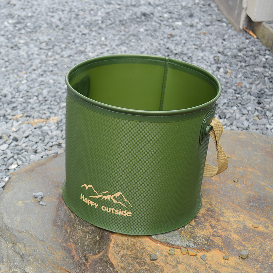 Durable Lightweight 9 Liter Folding Bucket, Perfect for Camping, Hiking, and Picnics, Collapsible 9L Green Foldable Camp Sink & Portable Wash Basin Id