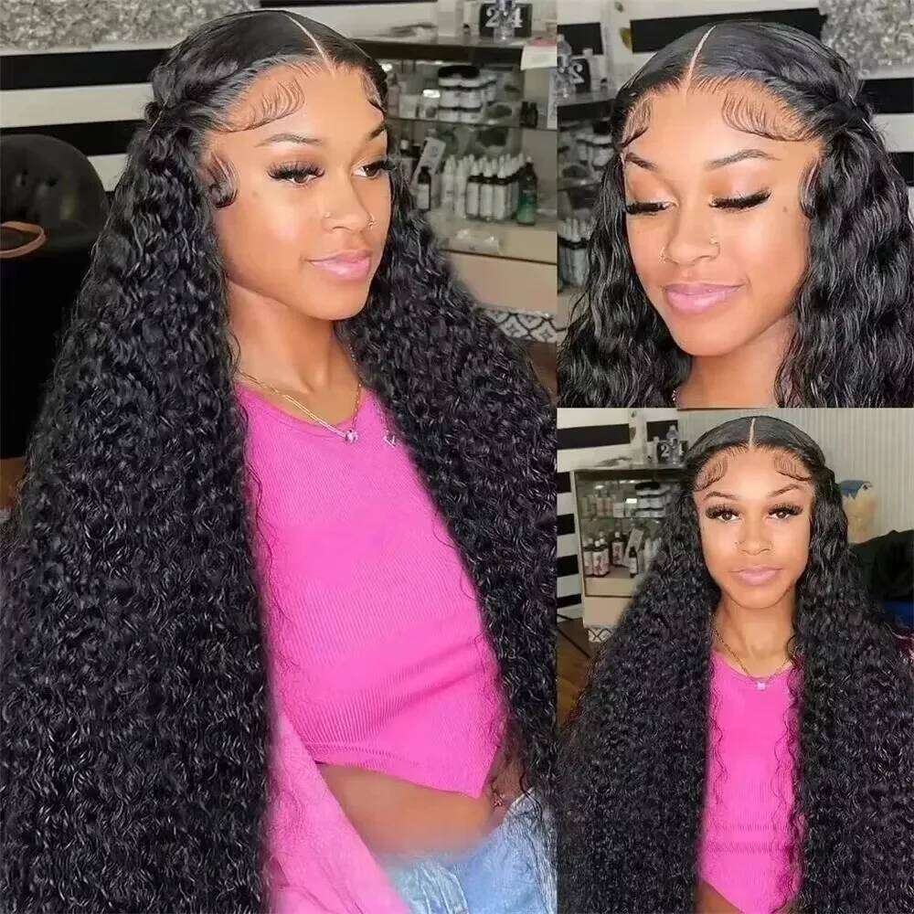 38Inch Deep Wave 13x6 5x5 Front 100% Human Hair Wigs 200% Density Remy 360 Full Lace Frontal Wig PrePlucked For Black Women