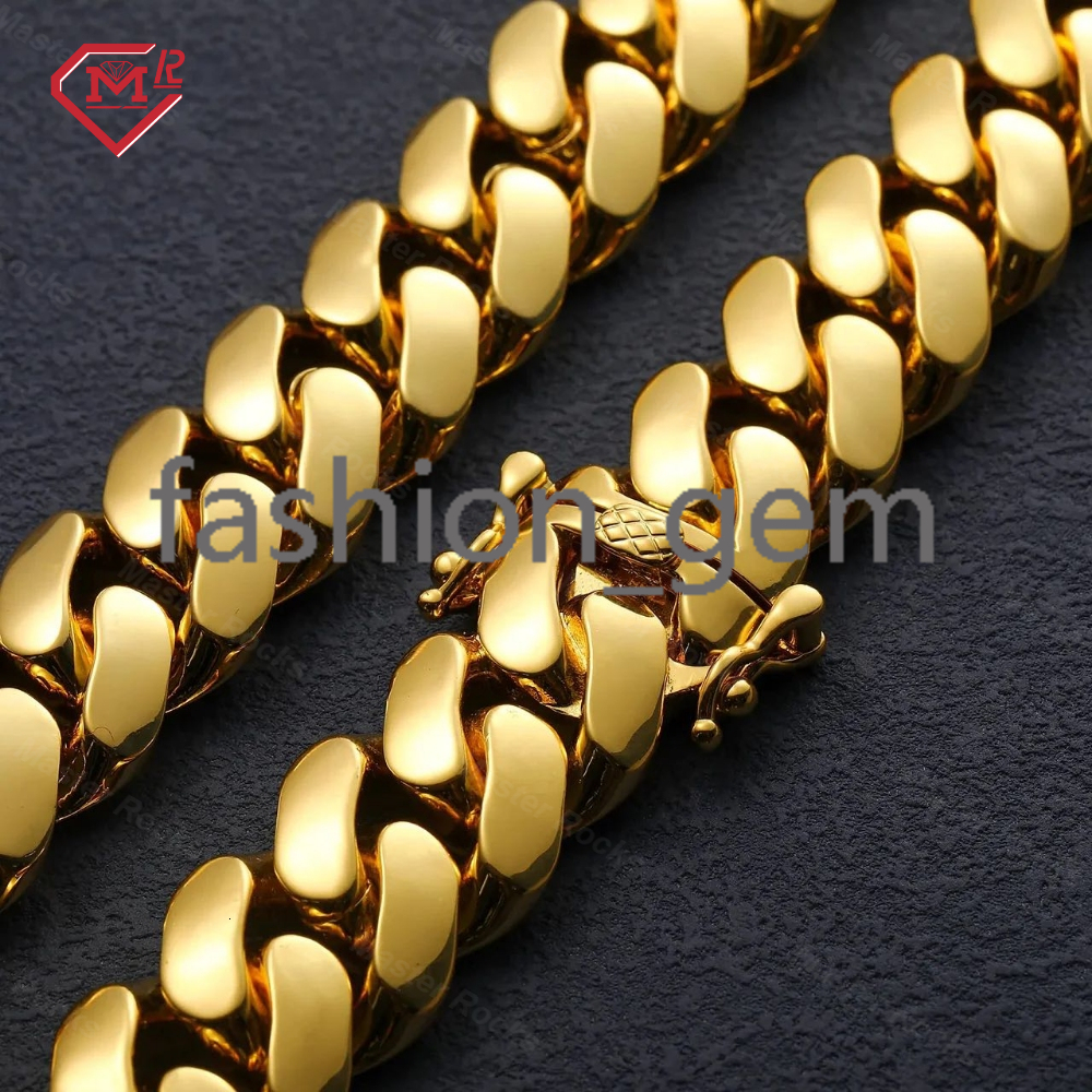 10mm 12mm 14K Gold Plating Cuban Chain High Quality Fashion Hip Hop Miami Cuban Link Chain