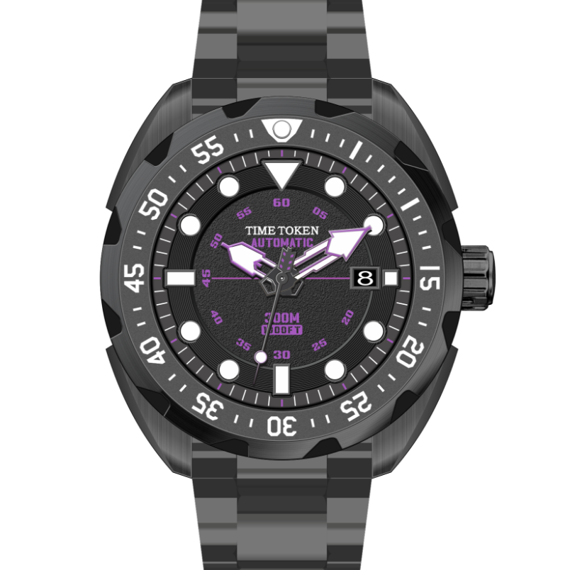 TIME TOKEN Dive Watch 316L Steel Case NH35 Movement Sapphire Glass 304L Strap 300M Water Resistance