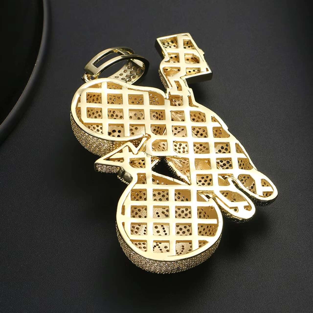 Casper 14k Gold 925 Silver Moissanite Money Bag Pendant with Dollar Sign Hip Hop Style Jewelry for Men and Women