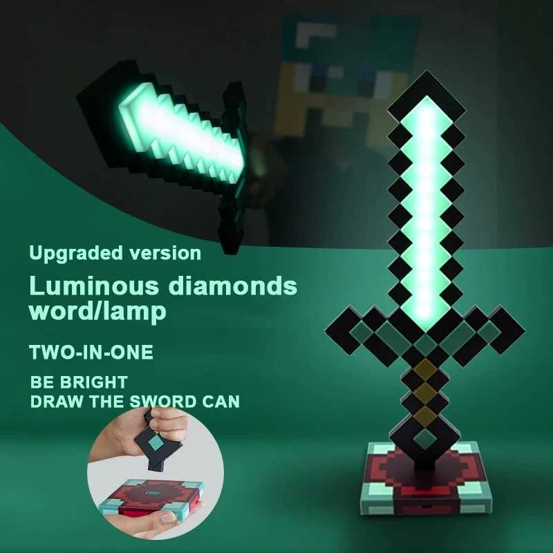 New World Diamond Sword Night Light Ornament Color Changing Sword Game Accessories Gift Model Desk Lamp Z250618