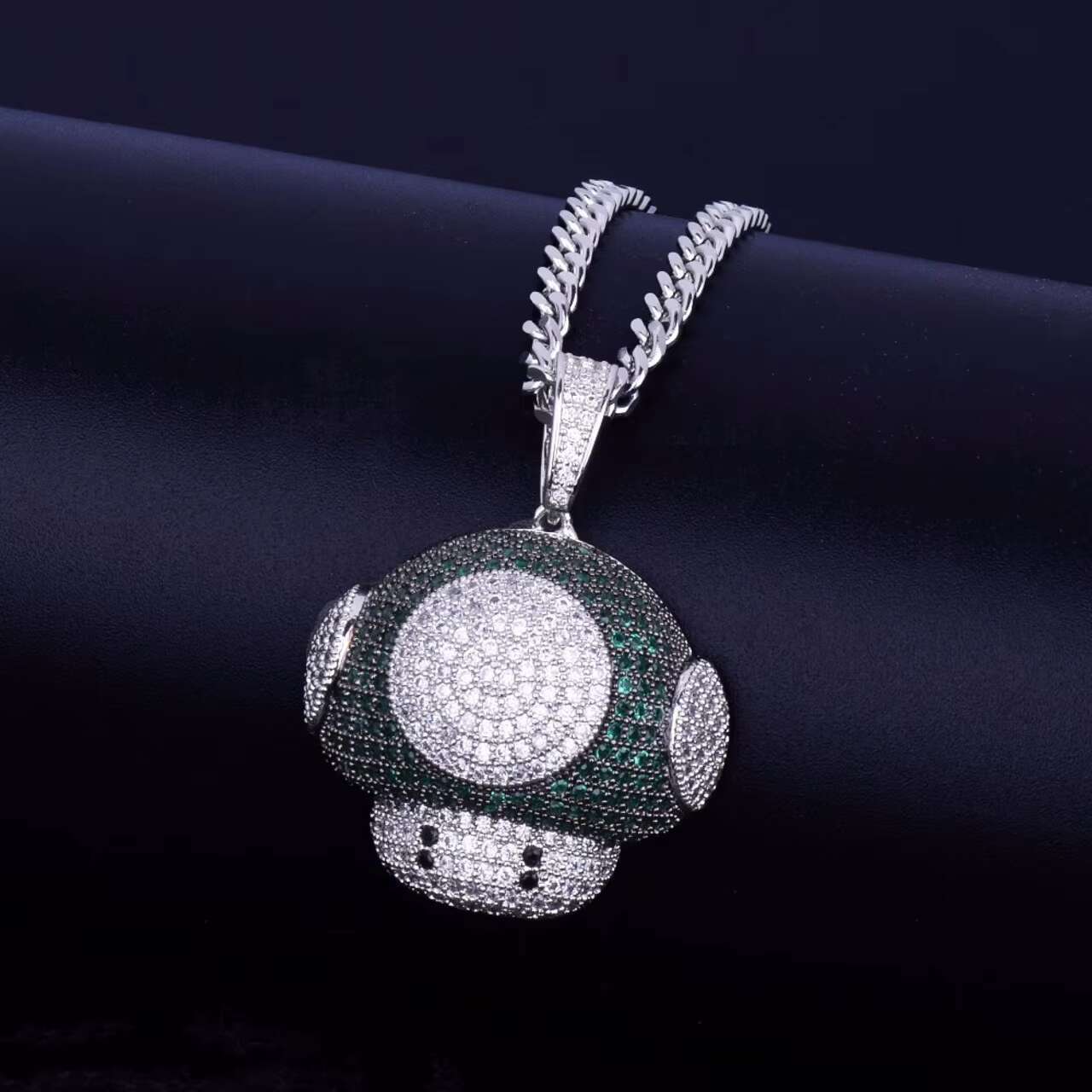 Mario Mushroom 18K Gold .925 Silver Bling Chain Pendant Necklace Stylish Moissanite Pendants Charms