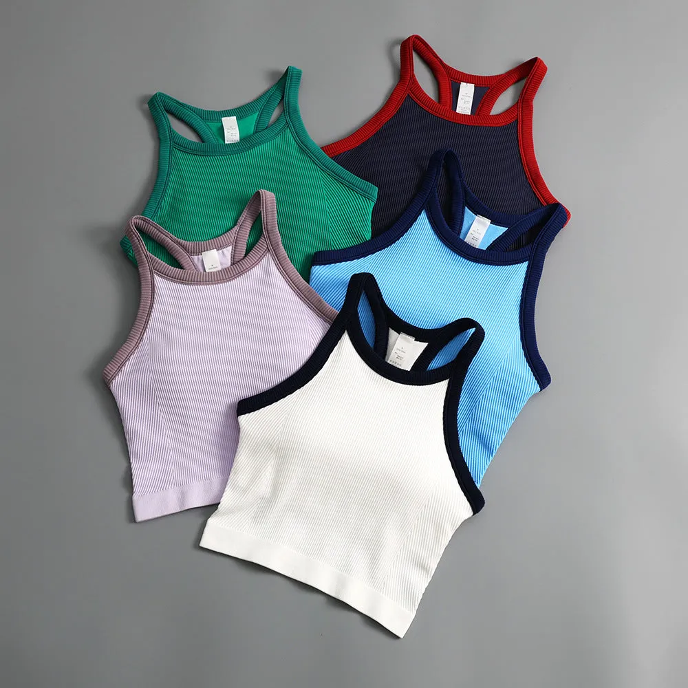 Comfort Fit Women's Yoga Sports Vest with Protective Chest Pad Shock-Proof Running Underwear Yoga Seamless Bra