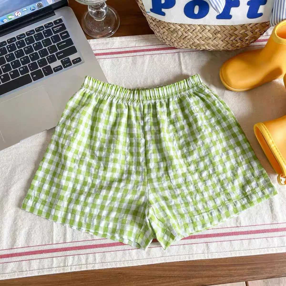 2024 New Summer Clothing Plaid Shorts Boutique Fashion Childrens Wear Pants Short Thin Casual Baby Boys Girls Leisure ShortsC250617